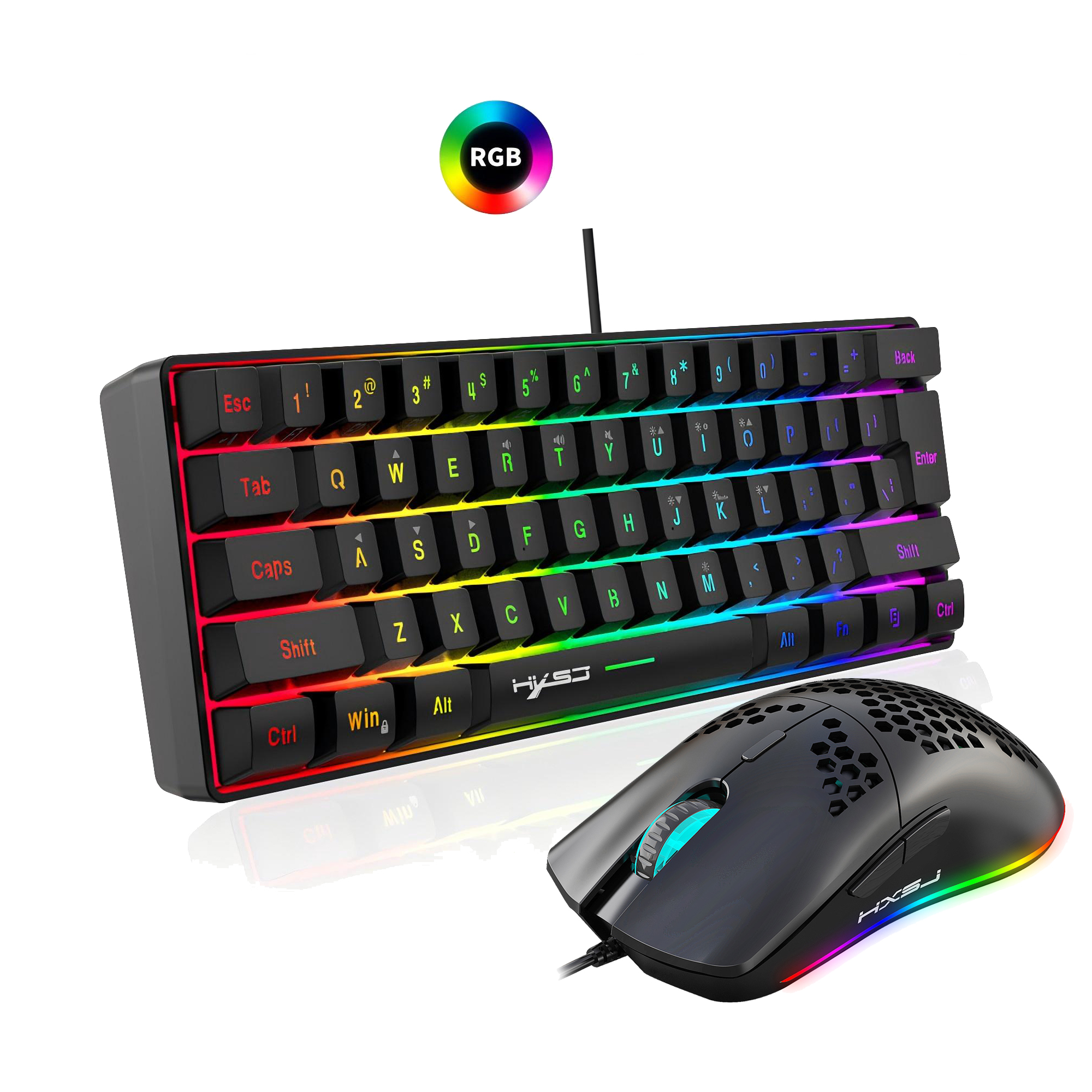 Hot selling HXSJ 61 keys V700  – Gaming Keyboard Mouse Combo Bewertung und Preis
