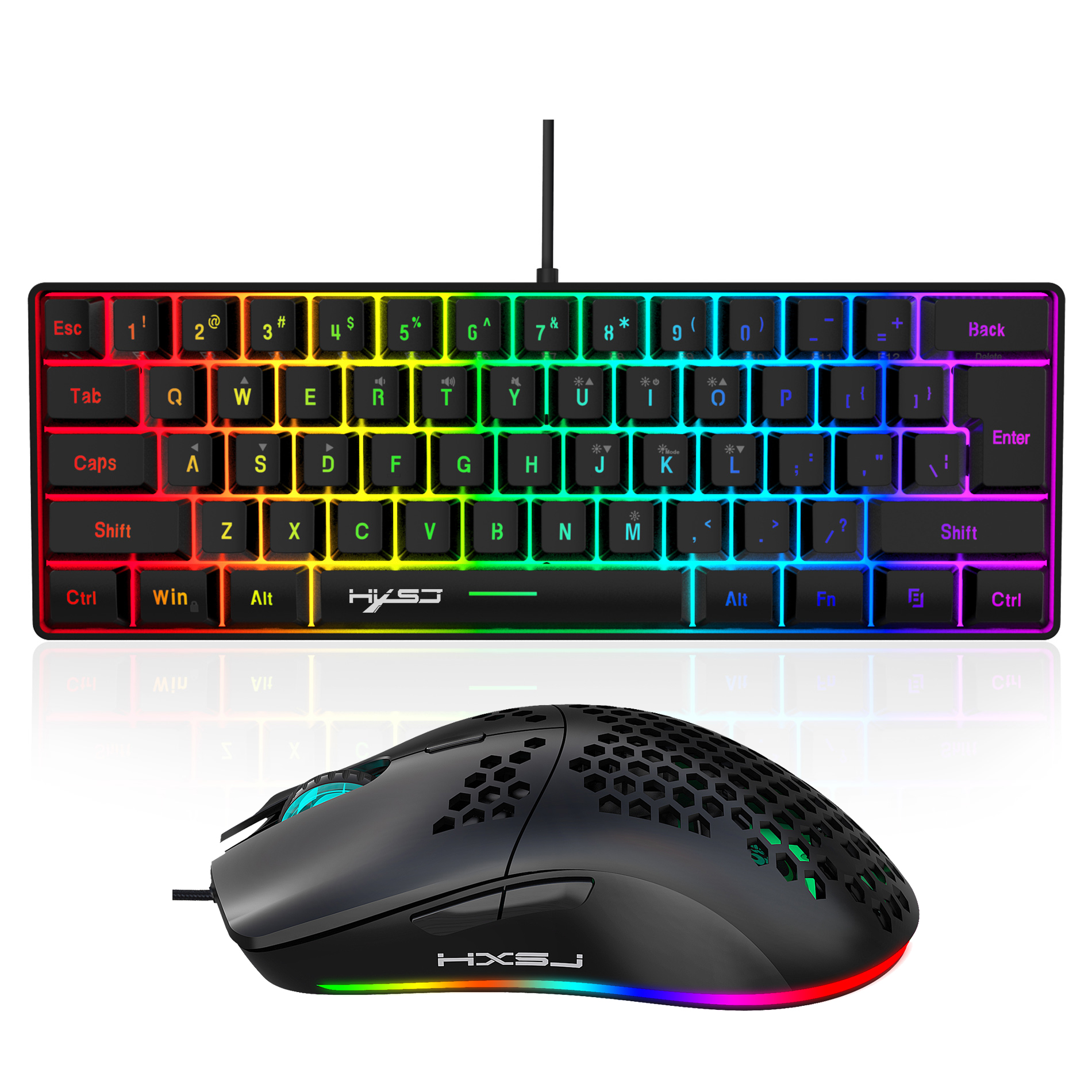 Hot selling HXSJ 61 keys V700  – Gaming Keyboard Mouse Combo Bewertung und Preis